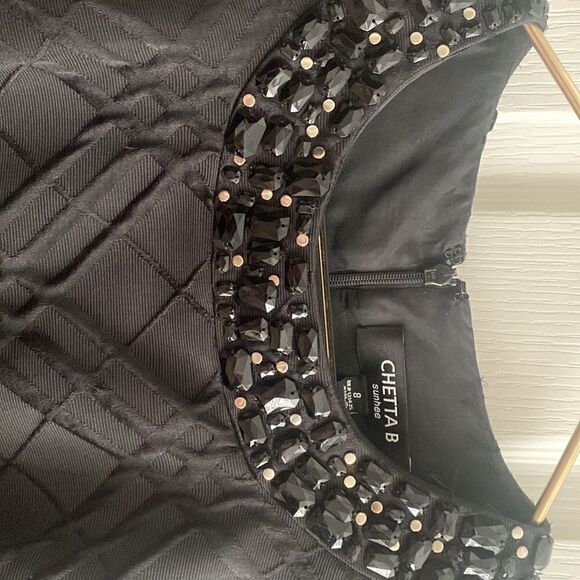 Chetta B Sheath Cocktail Dress, Size 8 Jeweled Neckline - Picture 3 of 5